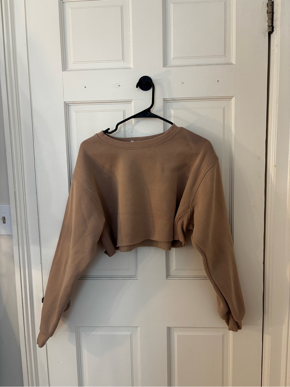 Cropped Taupe Crewneck Sweatshirt